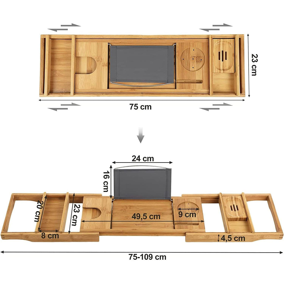 Stalak za kadu od bambusa 75-109 cm | SONGMICS-Vasdom.hr