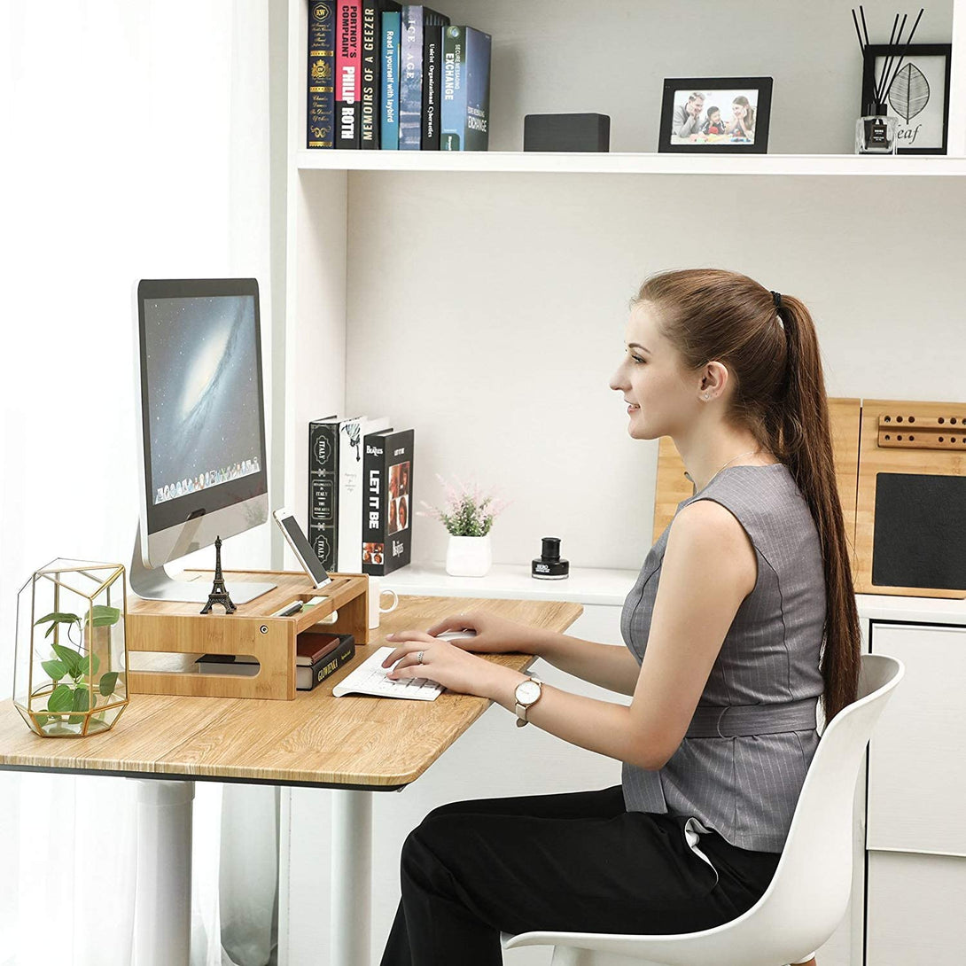 Stalak za monitor od bambusa, stolni organizator visine 10 cm | SONGMICS-Vasdom.hr