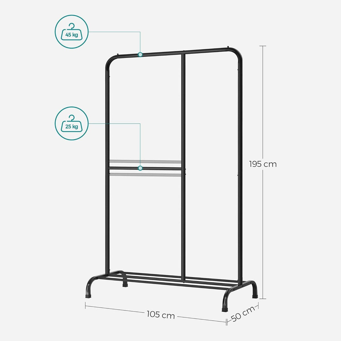 Stalak za odjeću s podesivom šipkom za vješanje, crna | SONGMICS-Vasdom.hr