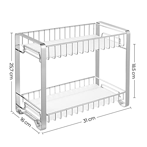 Stalak za začine, dvoslojna metalna polica, 31x16x25,7 cm, srebrna | SONGMICS-Vasdom.hr