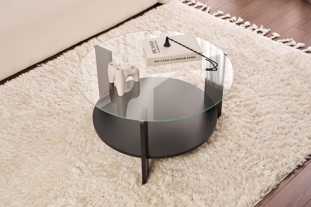 Stolić za kavu Clara - Wood Black, Transparent-Vasdom.hr