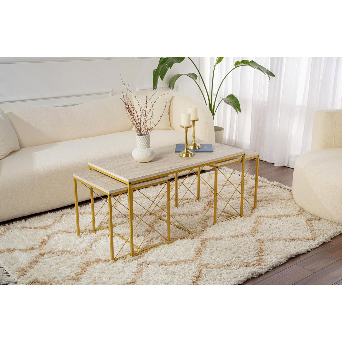 Stolić za kavu Defne - Gold, Travertine-Vasdom.hr
