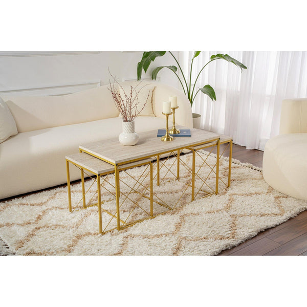 Stolić za kavu Defne - Gold, Travertine-Vasdom.hr