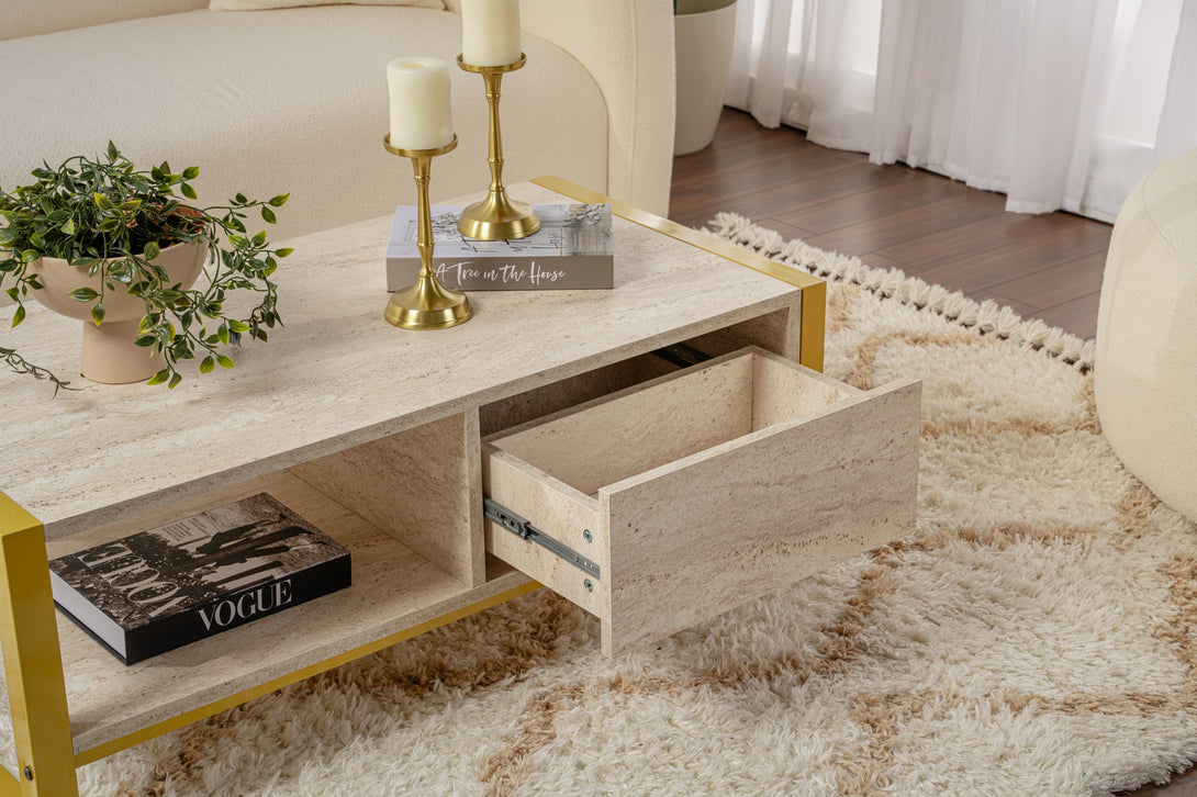 Stolić za kavu Haldizen - Gold, Travertine-Vasdom.hr