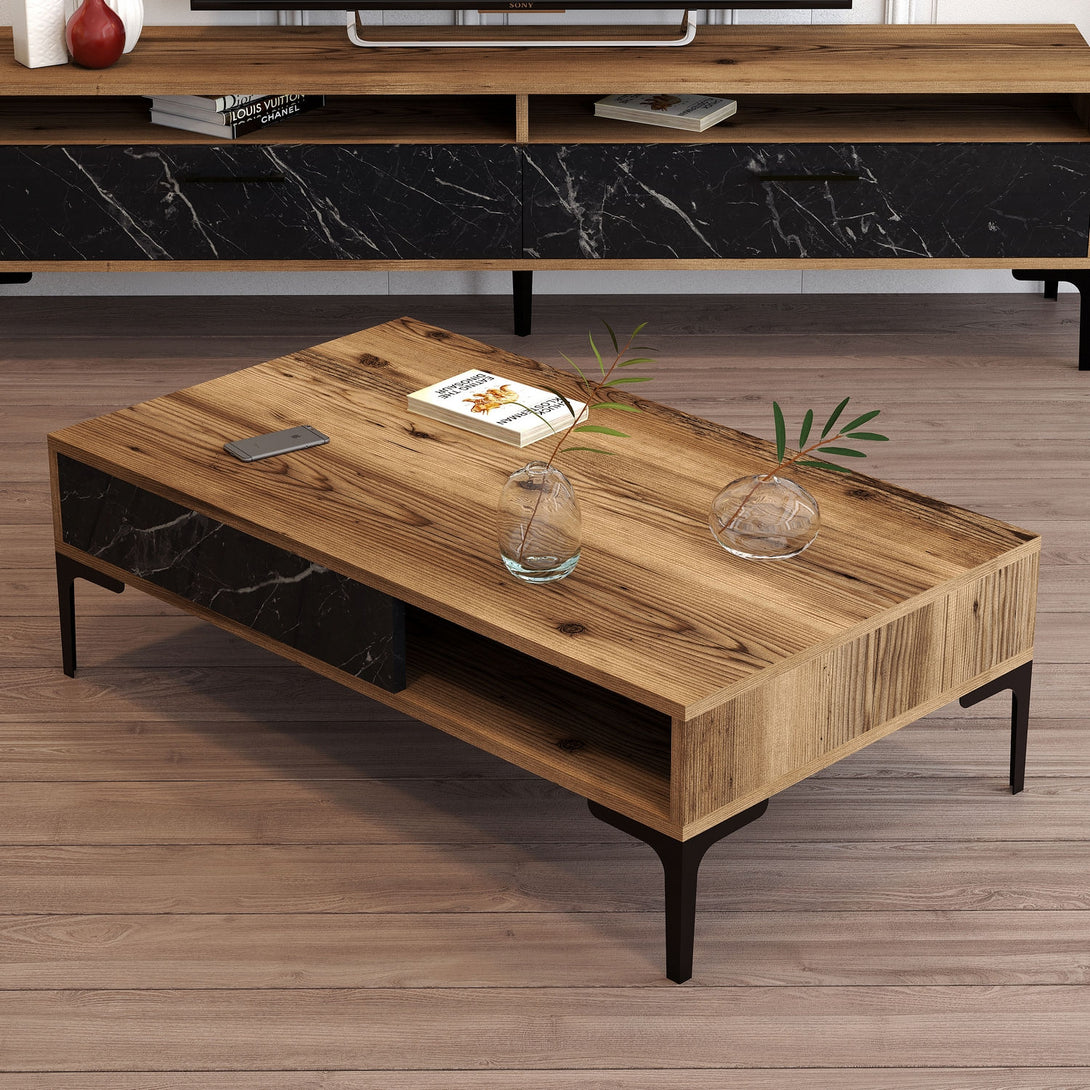 Stolić za kavu Istanbul - Walnut, Black Marble-Vasdom.hr