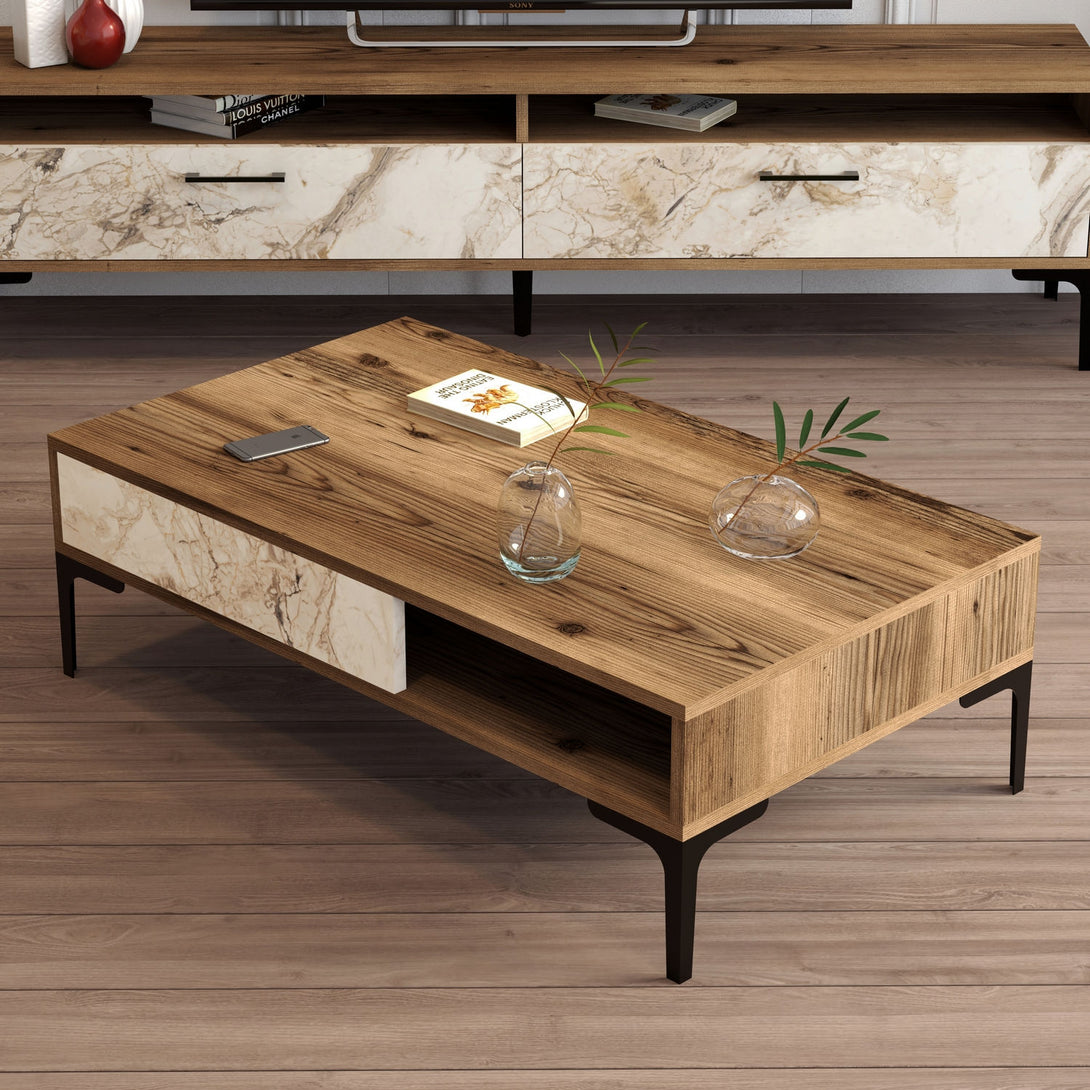 Stolić za kavu Istanbul - Walnut, White Marble-Vasdom.hr