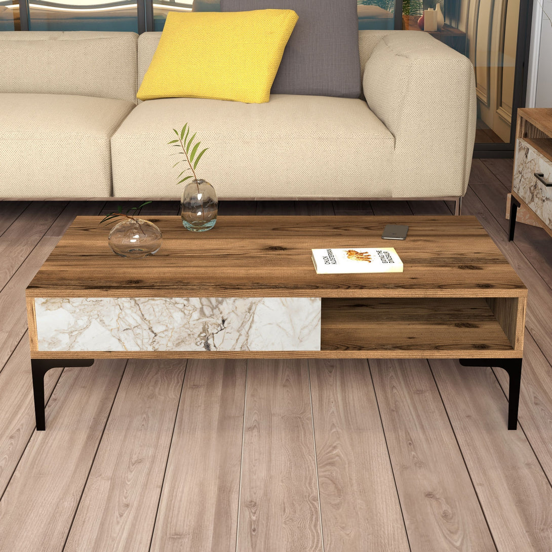 Stolić za kavu Istanbul - Walnut, White Marble-Vasdom.hr