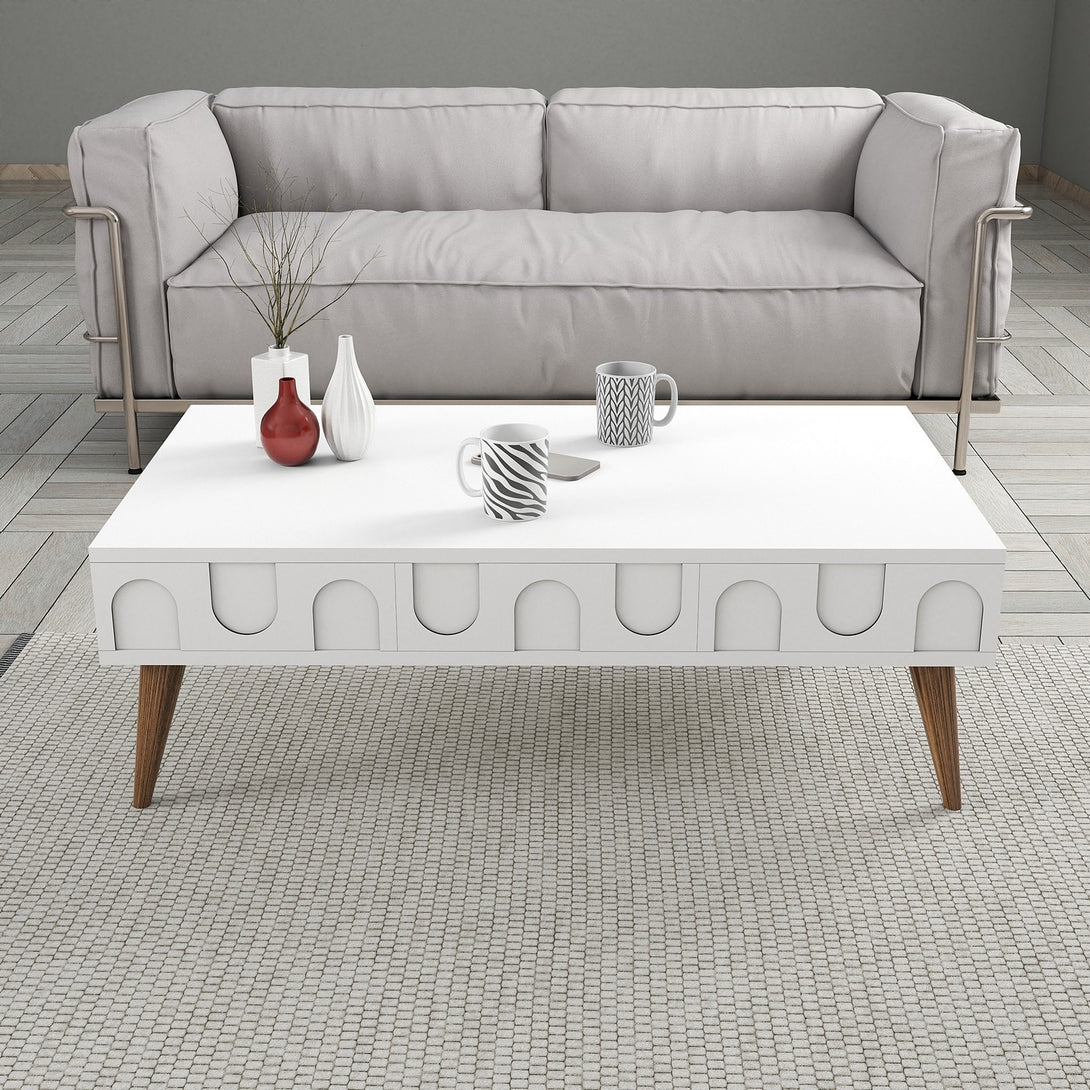 Stolić za kavu Lyon 34 - White, Walnut-Vasdom.hr