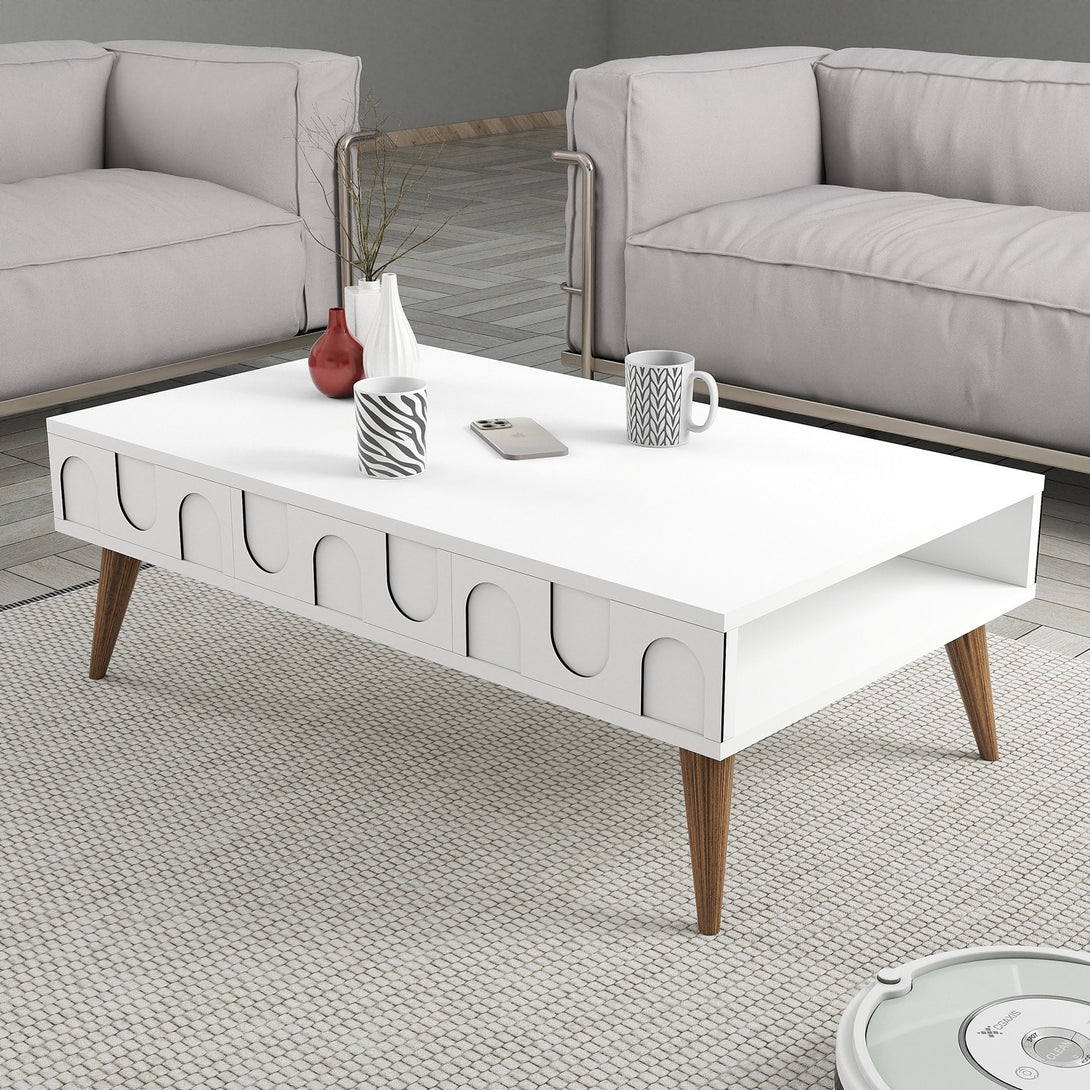 Stolić za kavu Lyon 34 - White, Walnut-Vasdom.hr