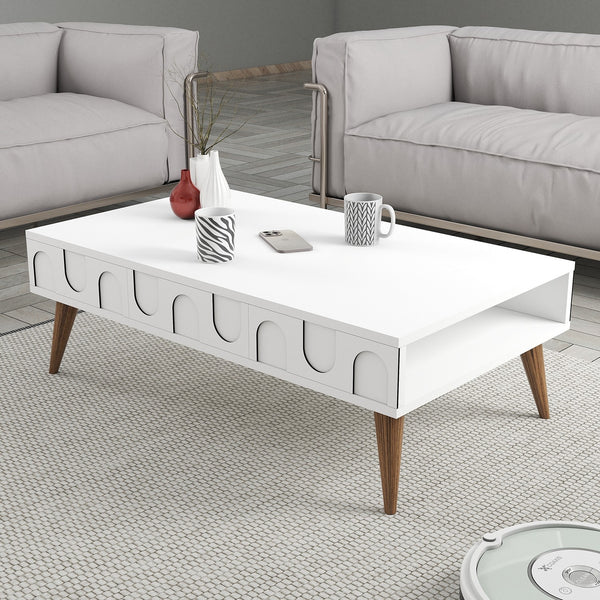 Stolić za kavu Lyon 34 - White, Walnut-Vasdom.hr