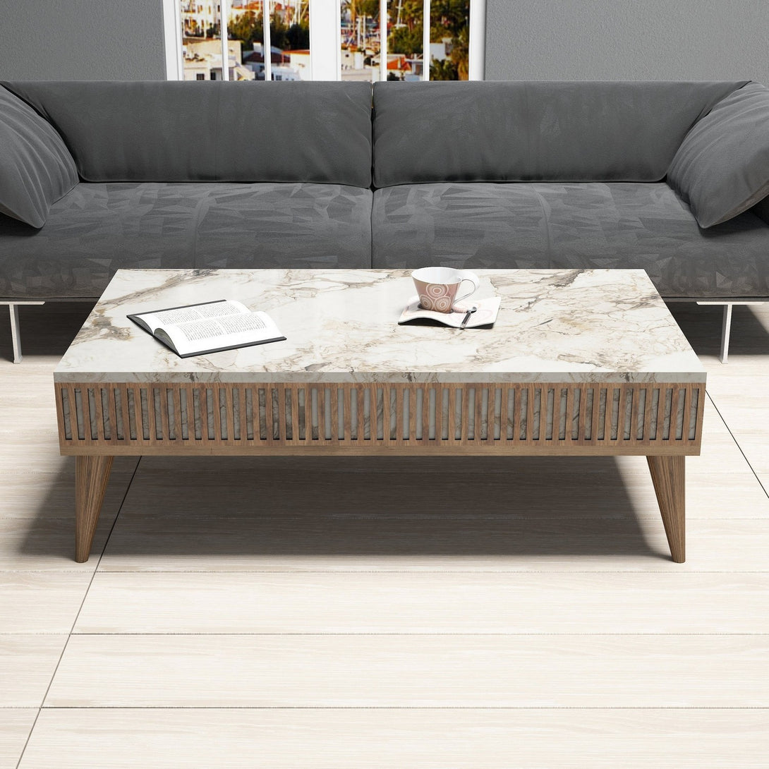 Stolić za kavu Milan - Walnut, White Marble-Vasdom.hr