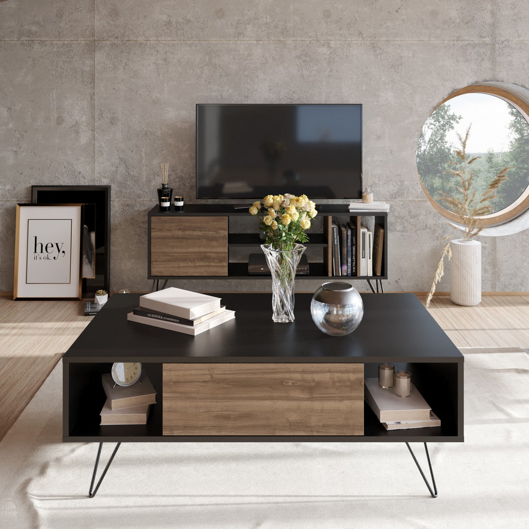 Stolić za kavu Mistico - Black, Walnut-Vasdom.hr