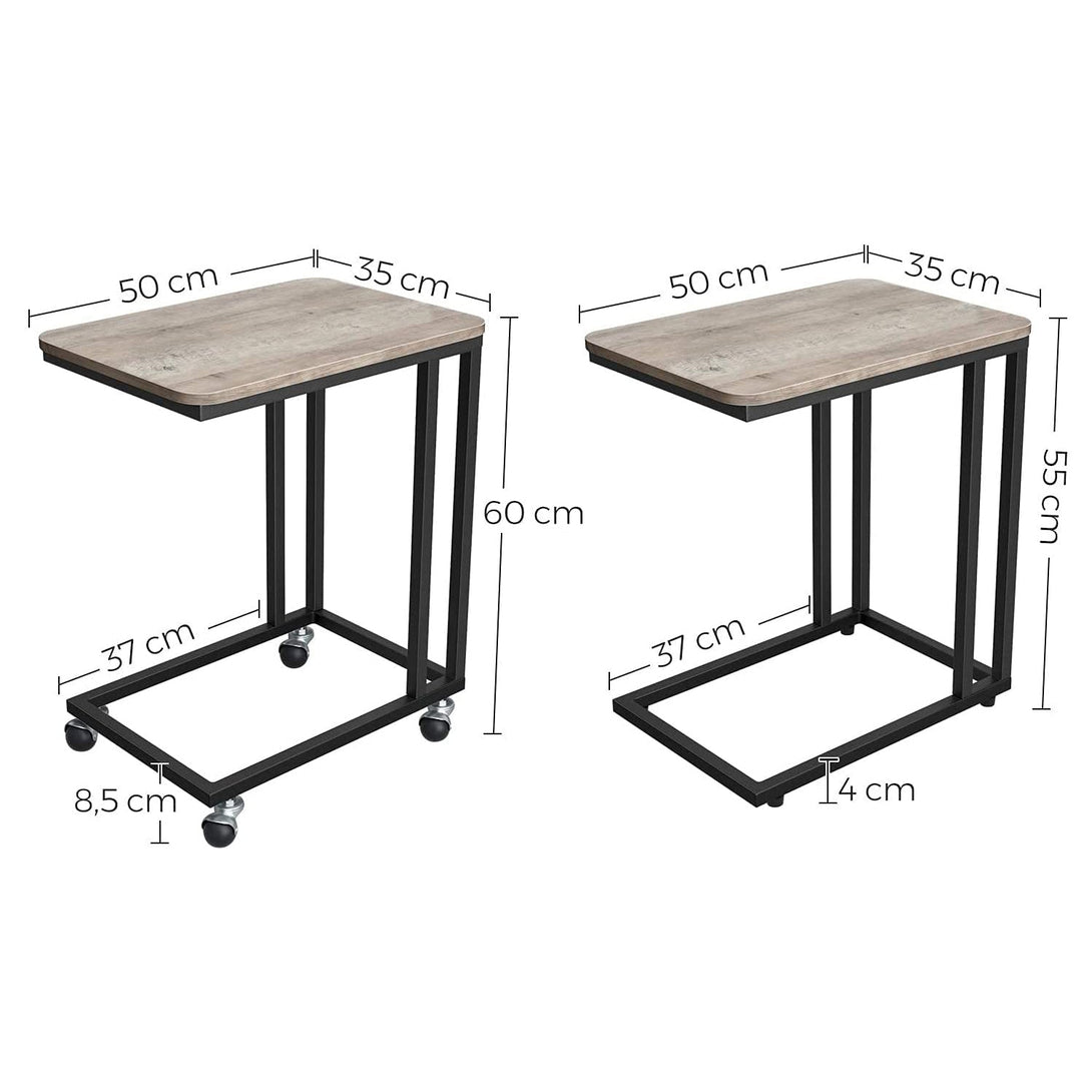Stolić za kavu s kotačićima, mali pomoćni stolić, 50 x 60 x 35 cm, siva i crna | VASAGLE-Vasdom.hr