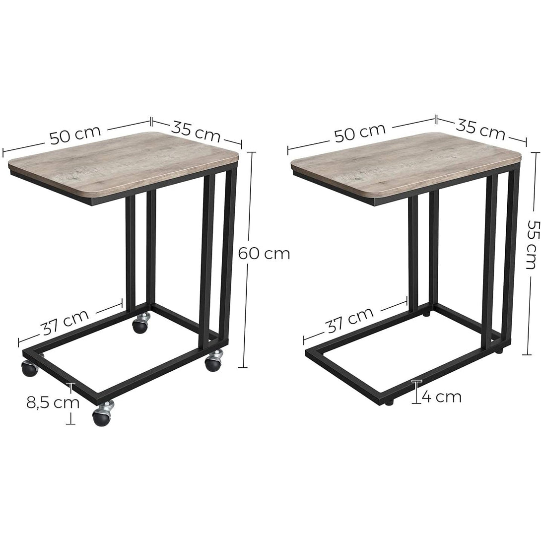 Stolić za kavu s kotačićima, mali pomoćni stolić, 50 x 60 x 35 cm, siva i crna | VASAGLE-Vasdom.hr