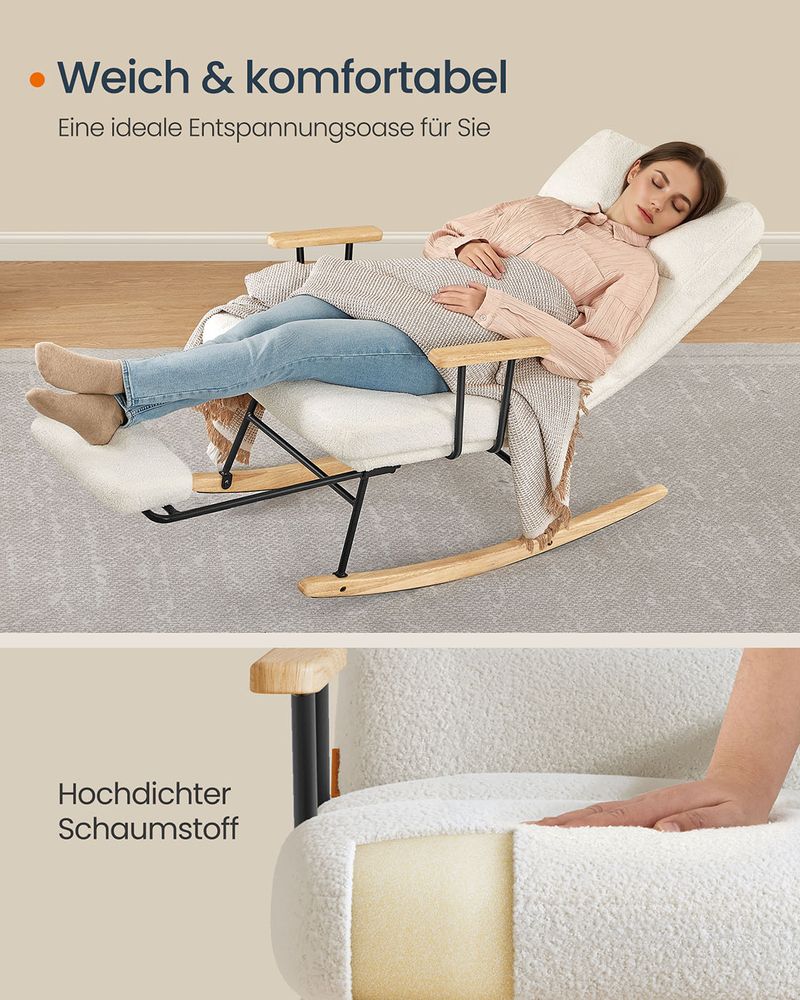 Stolica za ljuljanje nosivost do 160 kg, 97 × 67 × 100 cm, bijela | VASHOME-Vasdom.hr