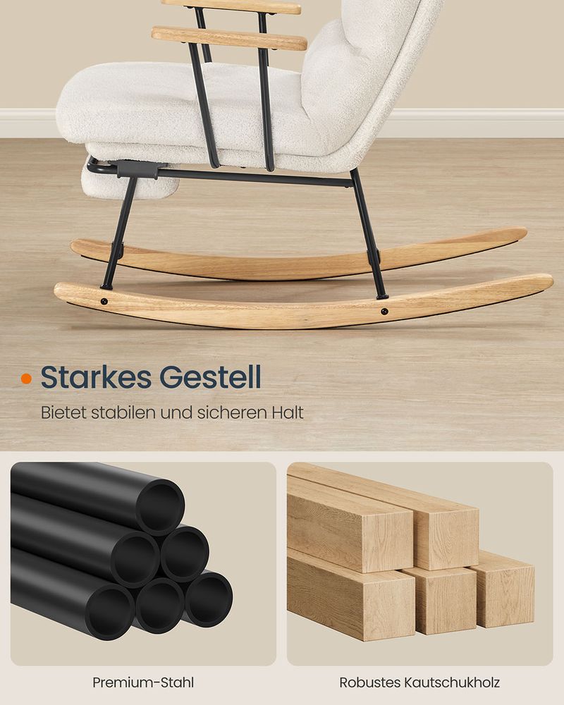 Stolica za ljuljanje nosivost do 160 kg, 97 × 67 × 100 cm, krem bijela | SONGMICS-Vasdom.hr