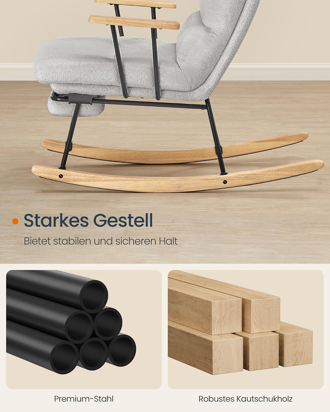 Stolica za ljuljanje nosivost do 160 kg, 97 × 67 × 100 cm, siva | VASHOME-Vasdom.hr