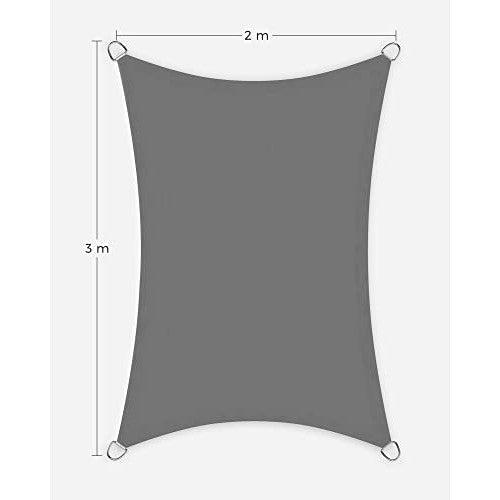 Sunčano jedro 2 x 3 m, vodootporna s 93% UV zaštite, sive boje | SONGMICS-Vasdom.hr