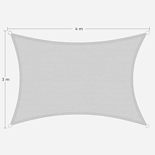 Sunčano jedro 3 x 4m, otporna na vremenske uvjete, UV zaštita, svijetlo siva | SONGMICS-Vasdom.hr
