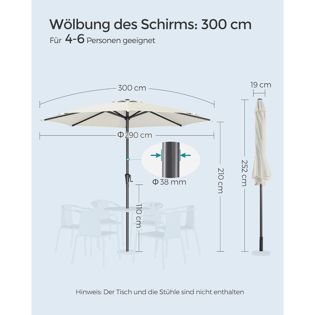 Suncobran 300 cm, UPF 50+, s nagibom od 30° na obje strane, bež boje | SONGMICS-Vasdom.hr