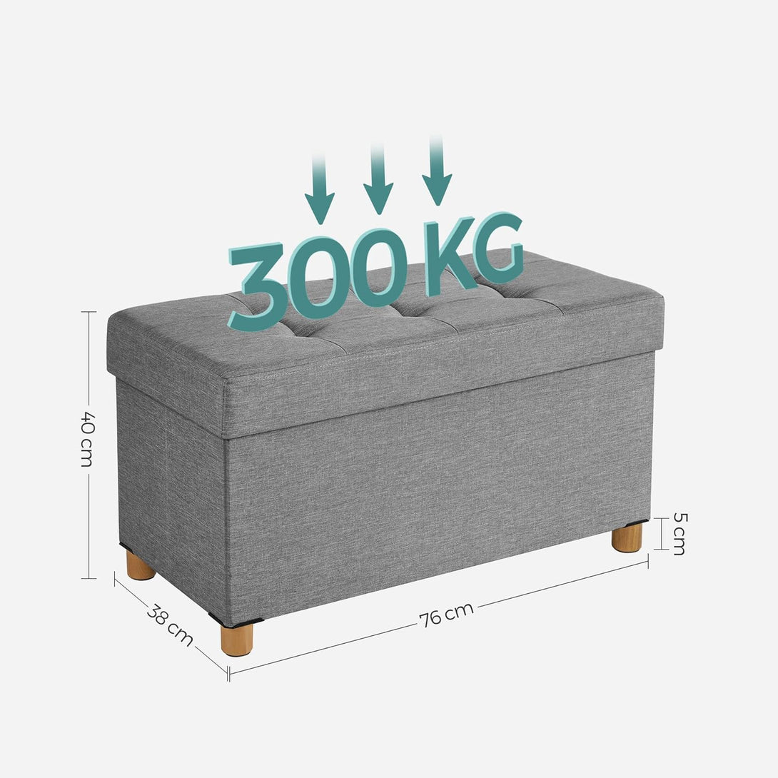 Tabure s prostorom za pohranu, 76 x 38 x 40 cm, svijetlo sive boje | SONGMICS-Vasdom.hr