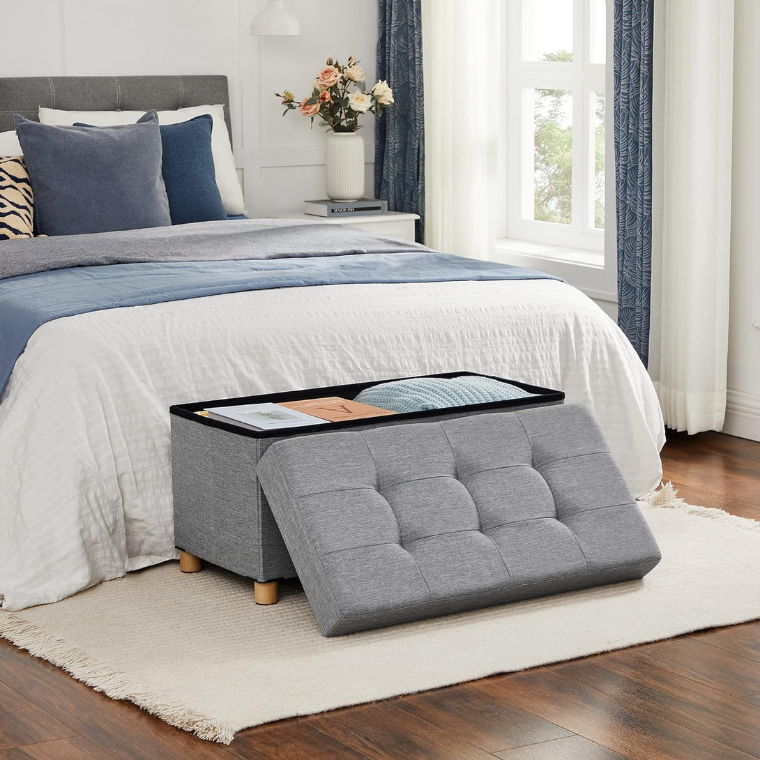 Tabure s prostorom za pohranu, 76 x 38 x 40 cm, svijetlo sive boje | SONGMICS-Vasdom.hr