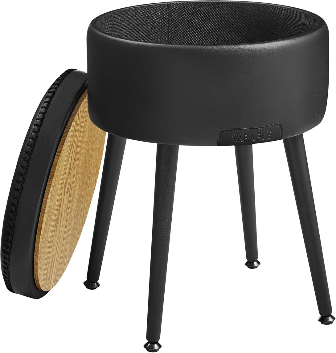 Tabure za pohranu od umjetne kože, 38,2 x 44,4 cm, crni | VASAGLE-Vasdom.hr