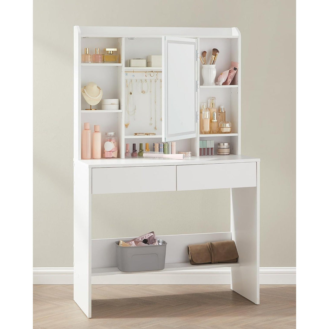 Toaletni stol s podesivim LED osvjetljenjem, 40 x 90 x 144.7 cm, bijeli | VASAGLE-Vasdom.hr