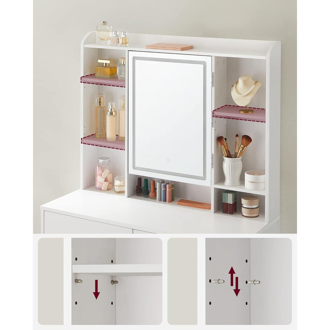 Toaletni stol s podesivim LED osvjetljenjem, 40 x 90 x 144.7 cm, bijeli | VASAGLE-Vasdom.hr