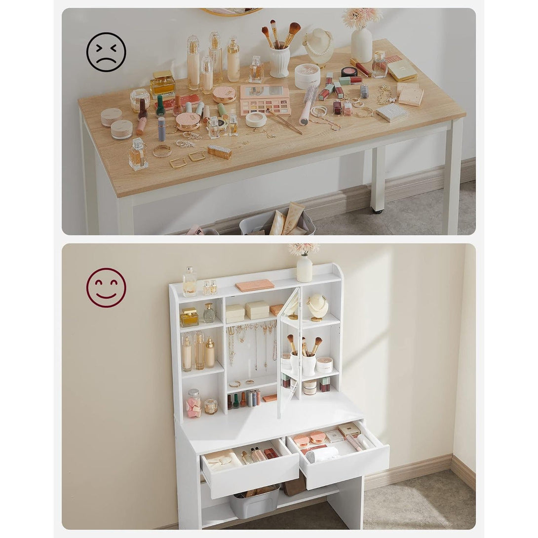 Toaletni stol s podesivim LED osvjetljenjem, 40 x 90 x 144.7 cm, bijeli | VASAGLE-Vasdom.hr