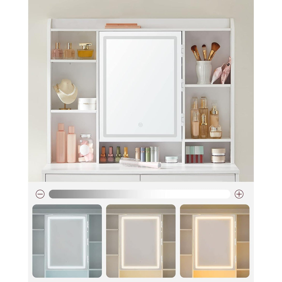 Toaletni stol s podesivim LED osvjetljenjem, 40 x 90 x 144.7 cm, bijeli | VASAGLE-Vasdom.hr