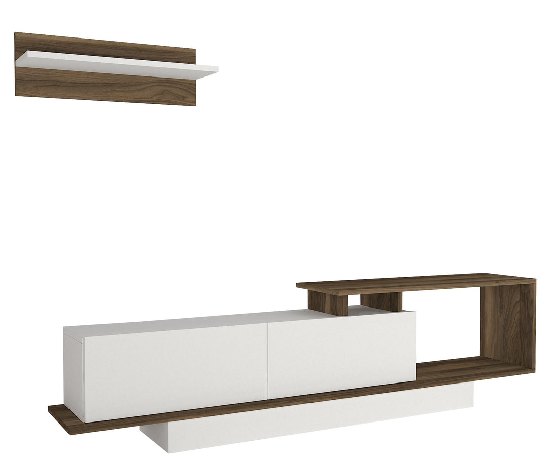 TV ormarić Asos - White, Walnut-Vasdom.hr