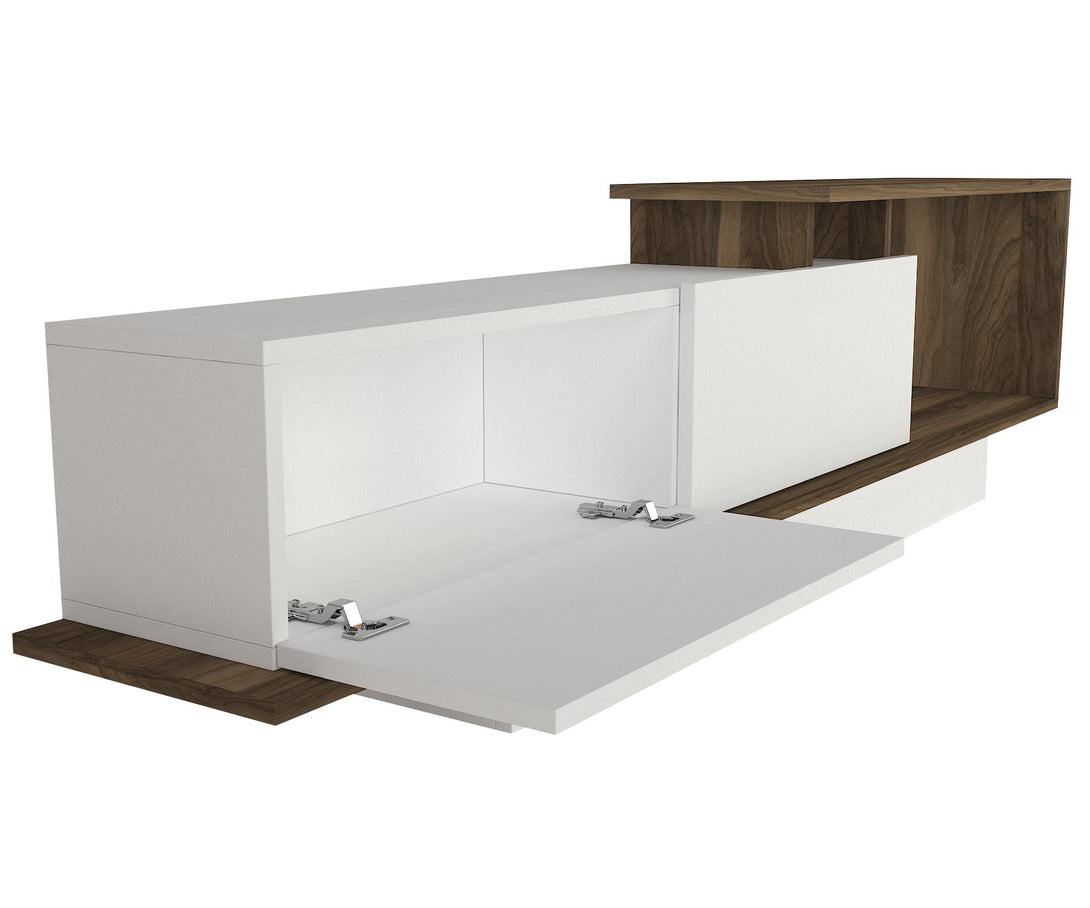 TV ormarić Asos - White, Walnut-Vasdom.hr