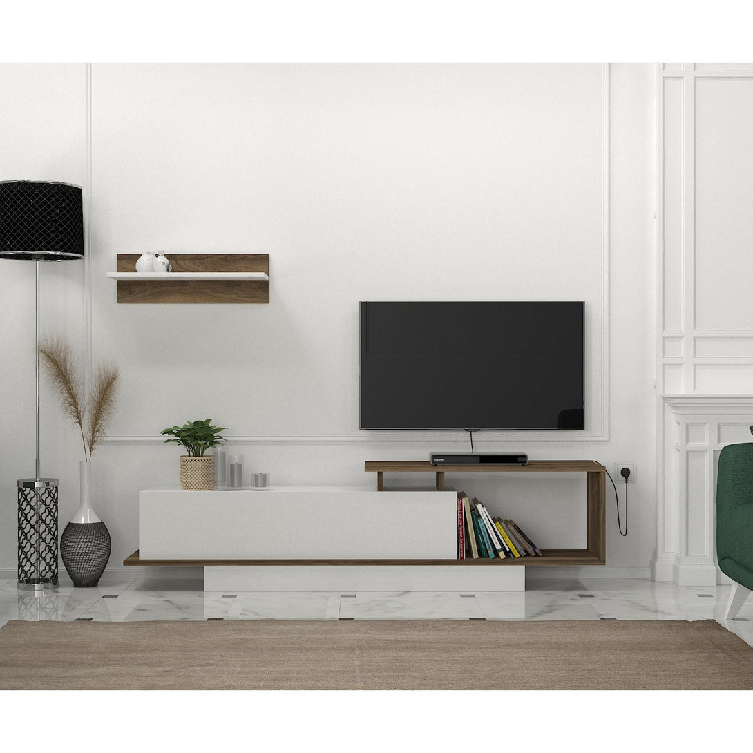 TV ormarić Asos - White, Walnut-Vasdom.hr