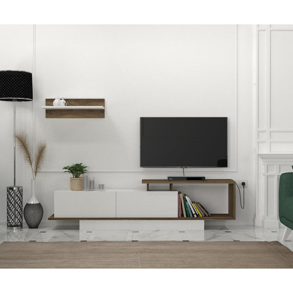 TV ormarić Asos - White, Walnut-Vasdom.hr