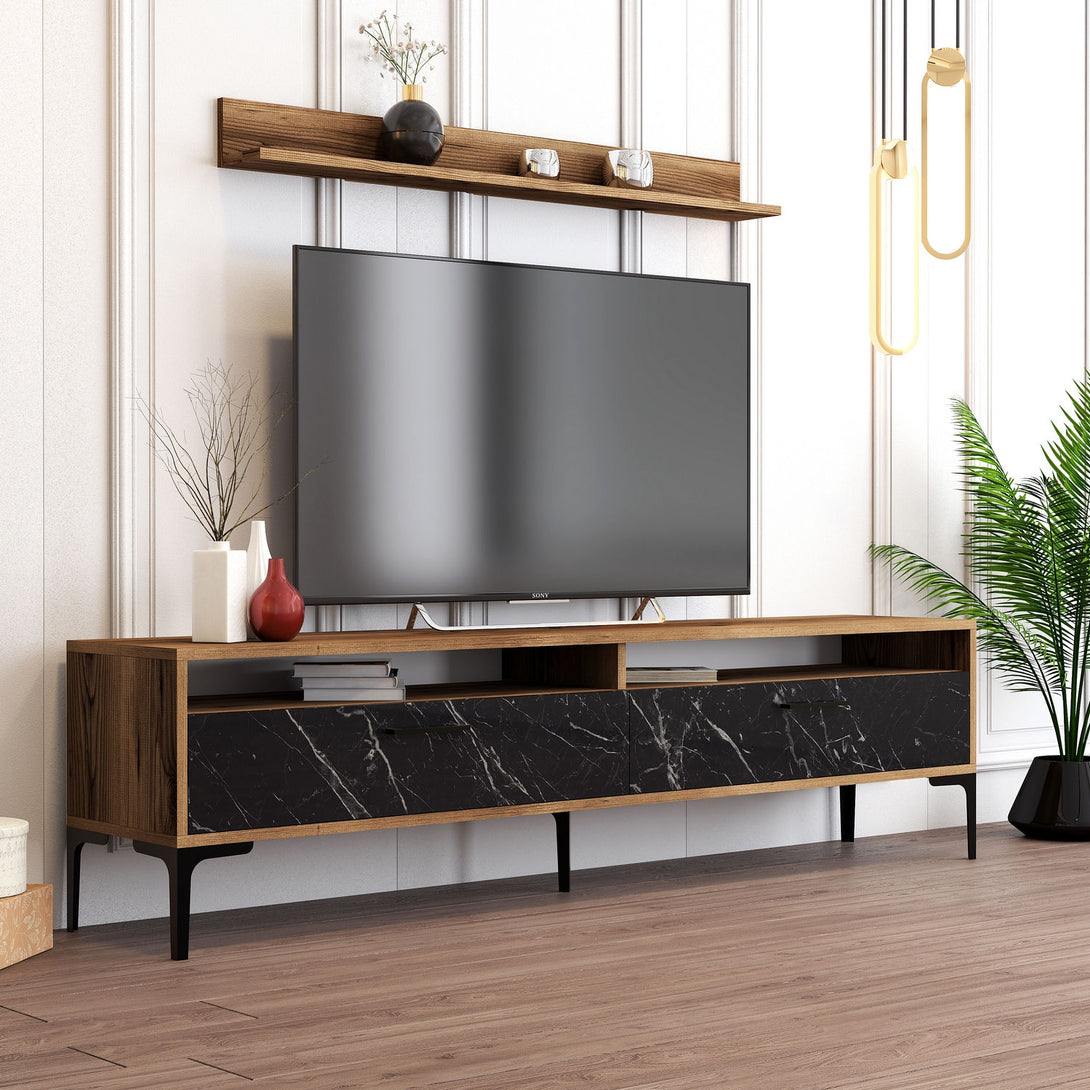 TV ormarić Istanbul - Walnut, Black Marble-Vasdom.hr