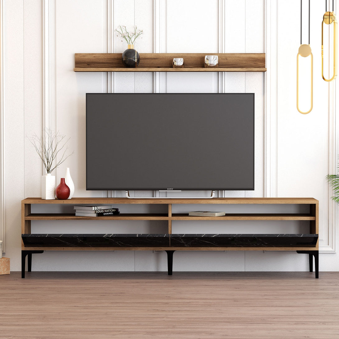 TV ormarić Istanbul - Walnut, Black Marble-Vasdom.hr