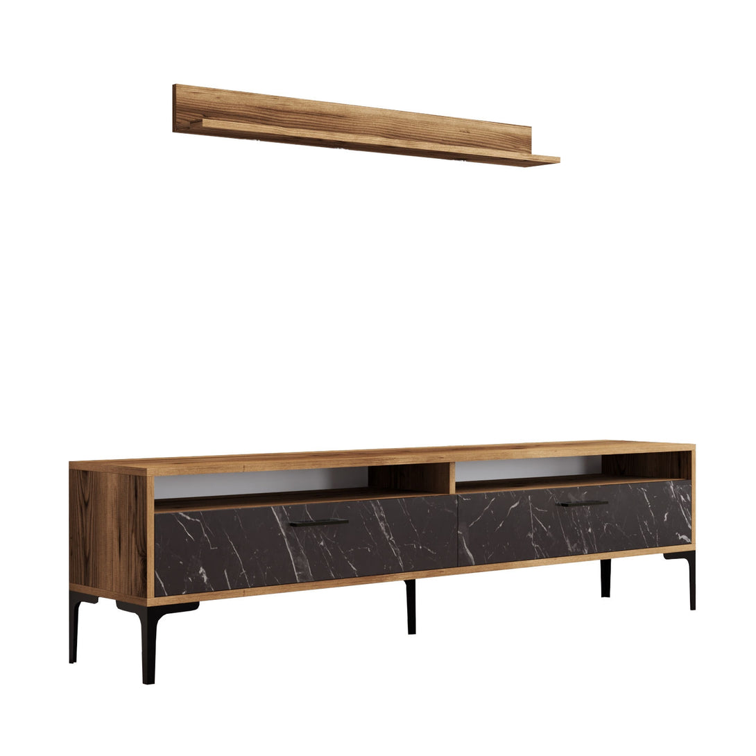 TV ormarić Istanbul - Walnut, Black Marble-Vasdom.hr