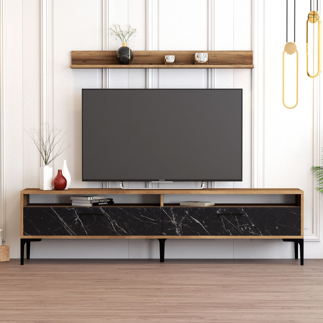 TV ormarić Istanbul - Walnut, Black Marble-Vasdom.hr