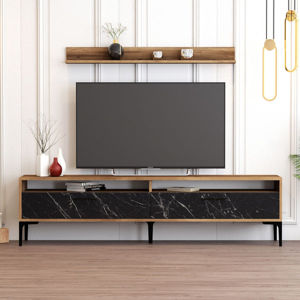 TV ormarić Istanbul - Walnut, Black Marble-Vasdom.hr