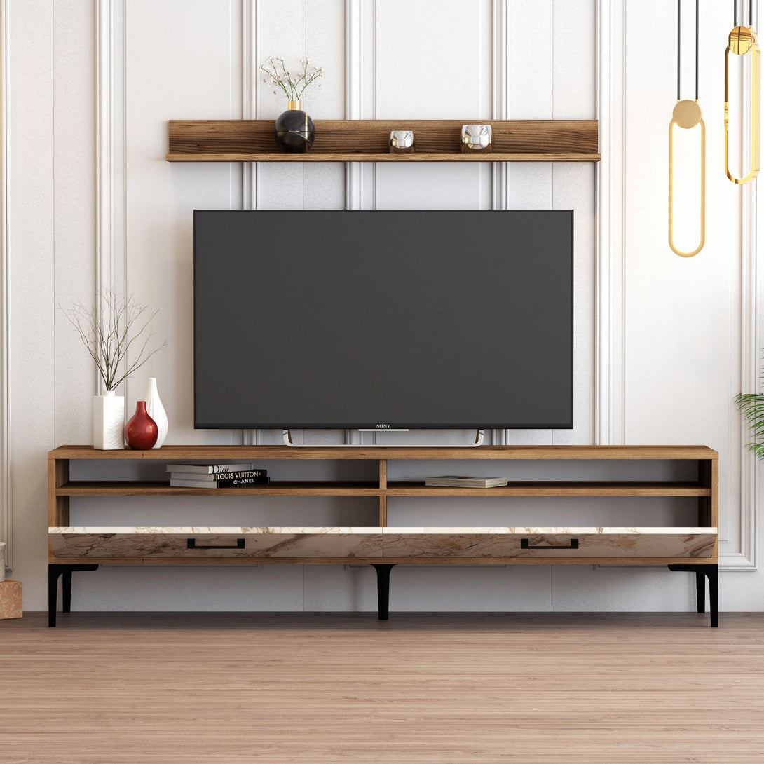 TV ormarić Istanbul - Walnut, White Marble-Vasdom.hr