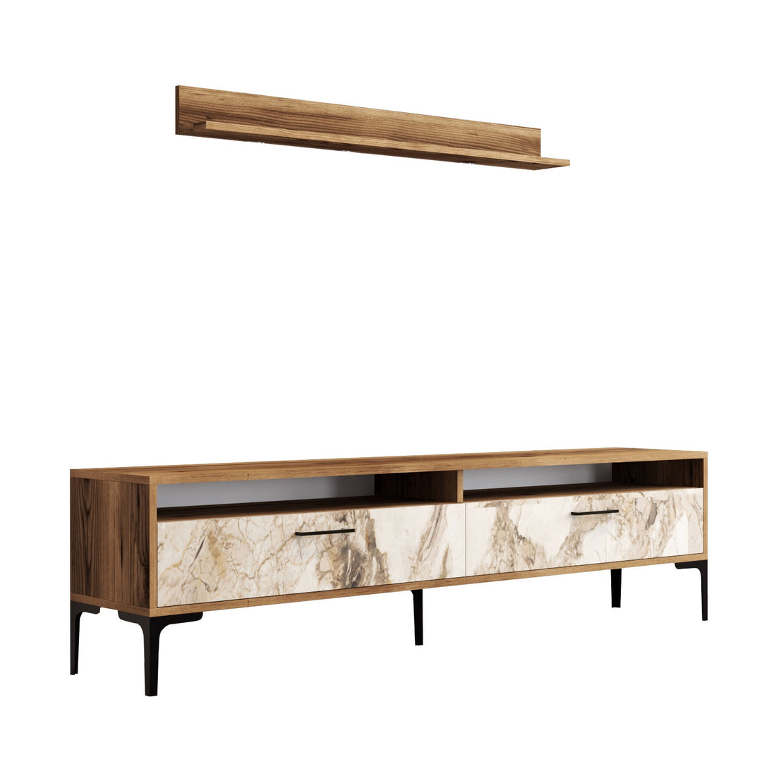 TV ormarić Istanbul - Walnut, White Marble-Vasdom.hr