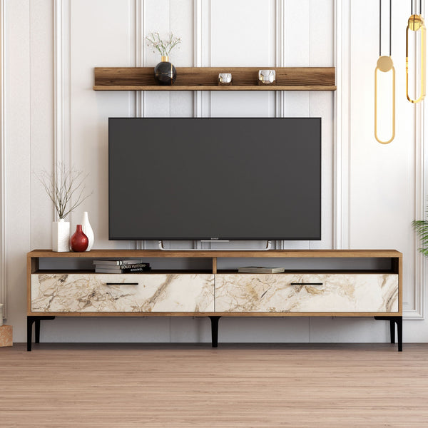 TV ormarić Istanbul - Walnut, White Marble-Vasdom.hr