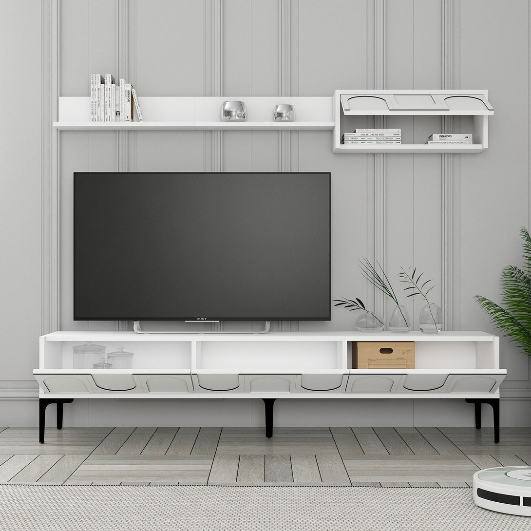 TV ormarić Lyon 2 - White, Black-Vasdom.hr