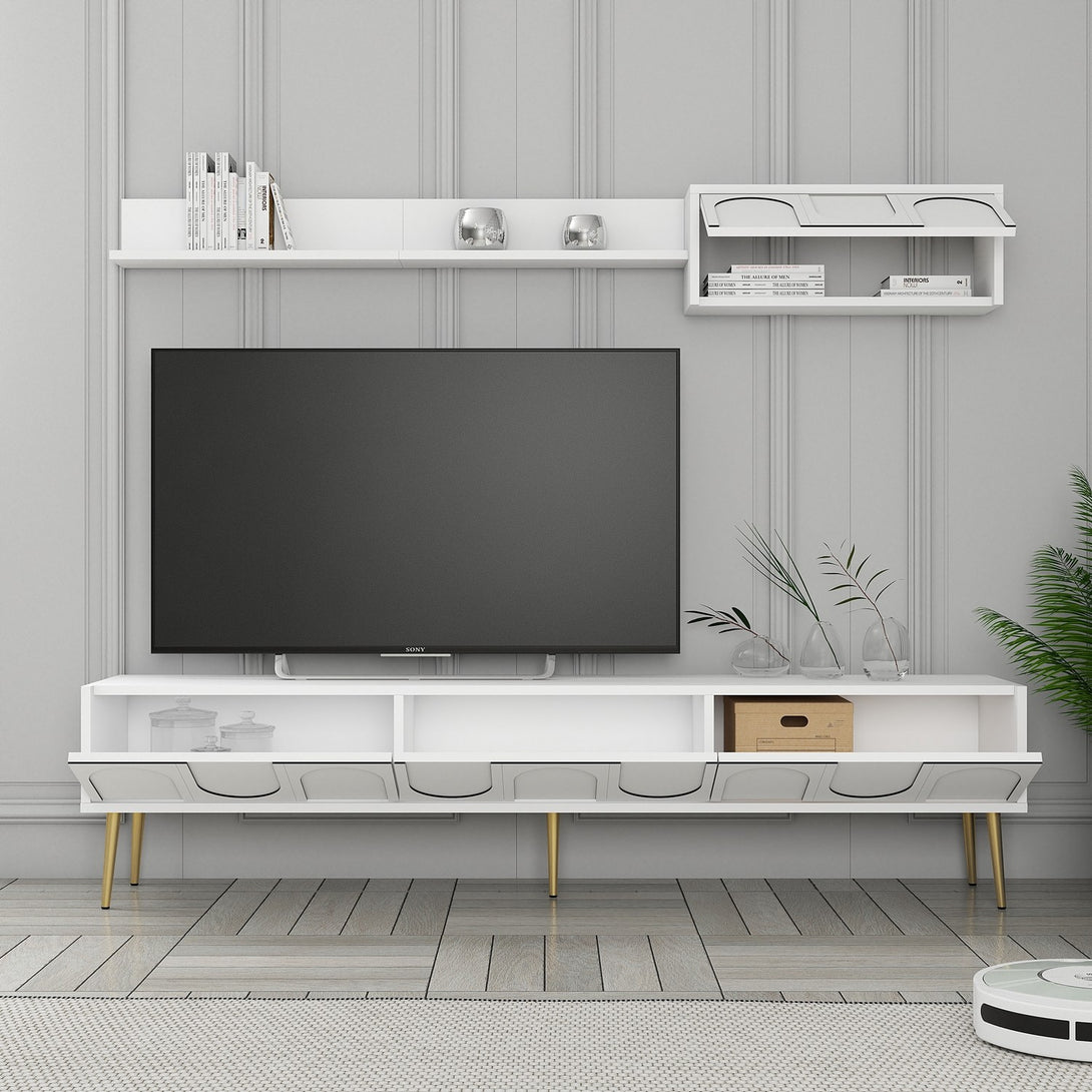 TV ormarić Lyon 2 - White, Gold-Vasdom.hr