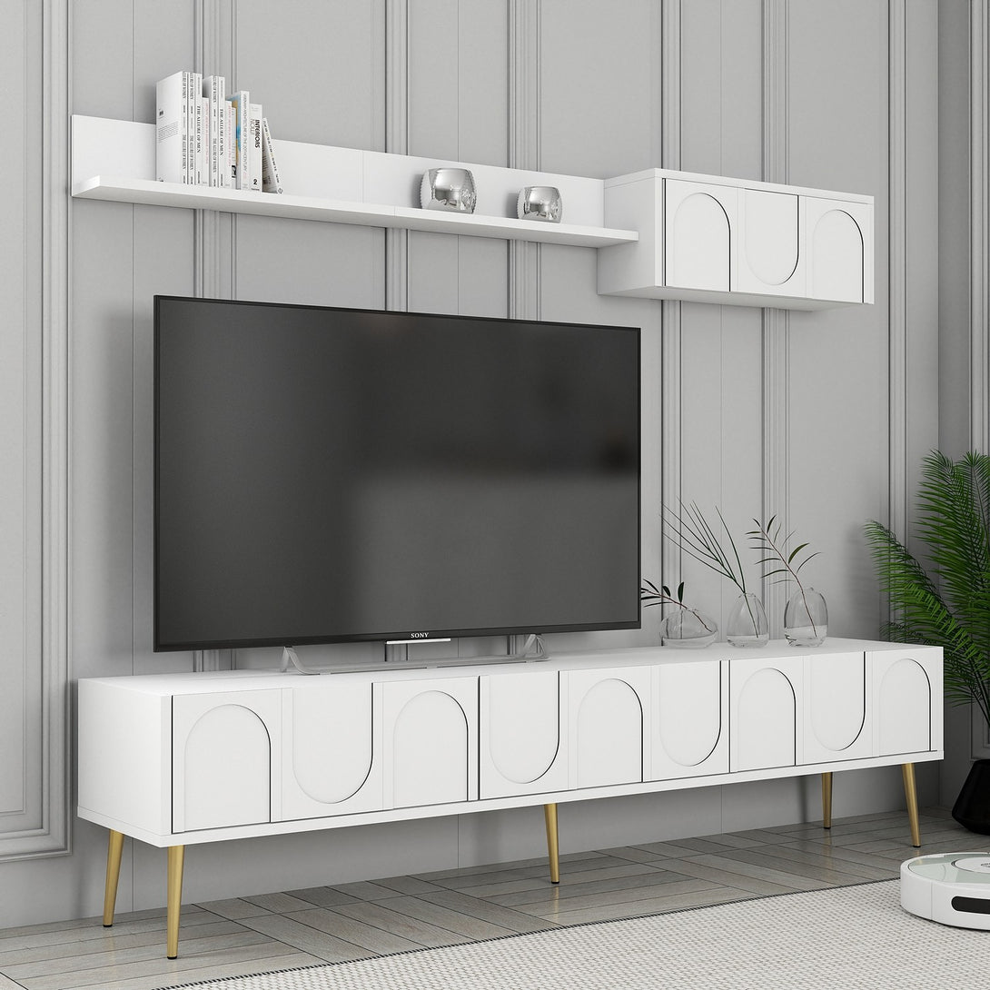 TV ormarić Lyon 2 - White, Gold-Vasdom.hr
