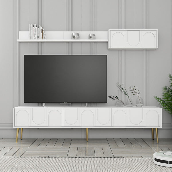 TV ormarić Lyon 2 - White, Gold-Vasdom.hr