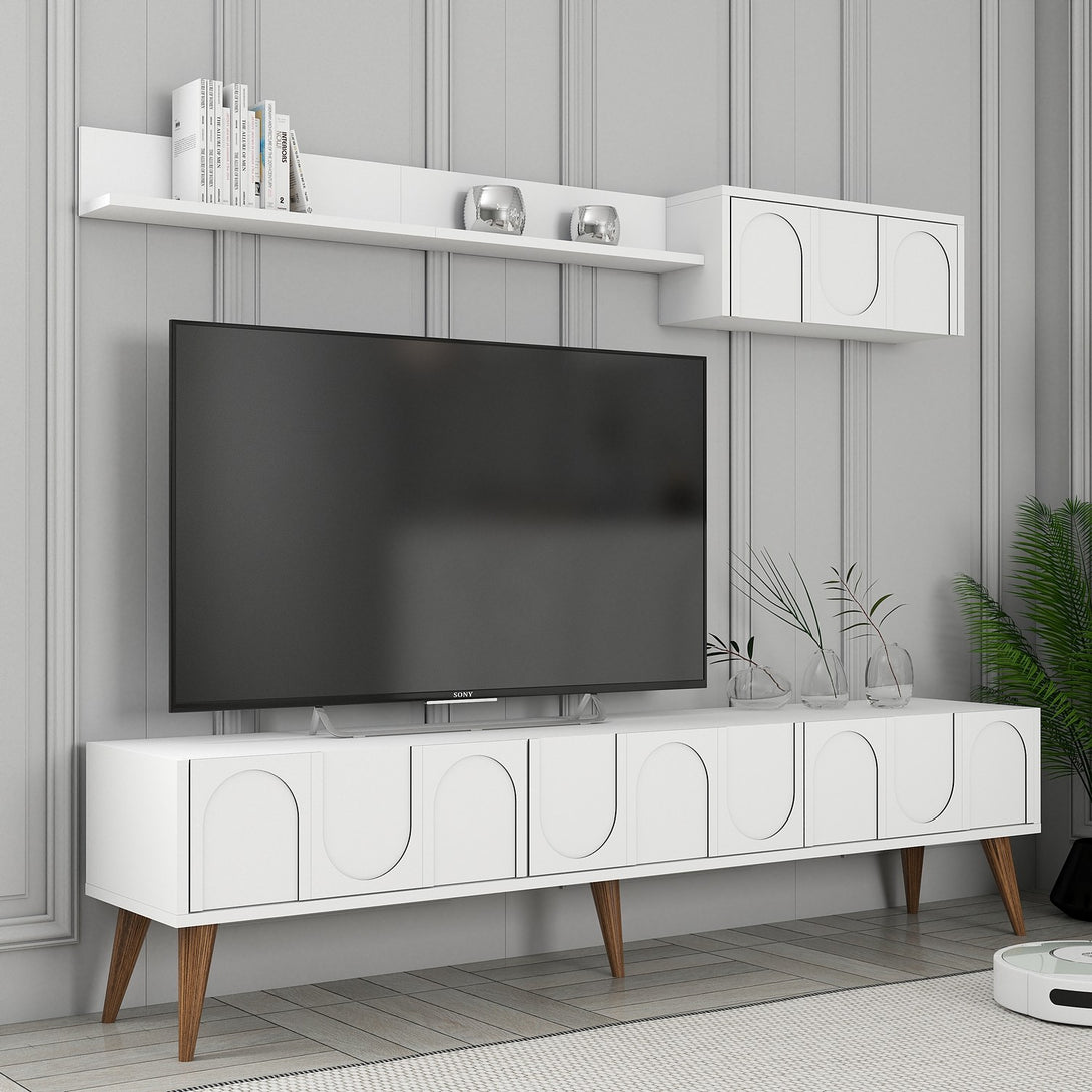 TV ormarić Lyon 2 - White, Walnut-Vasdom.hr