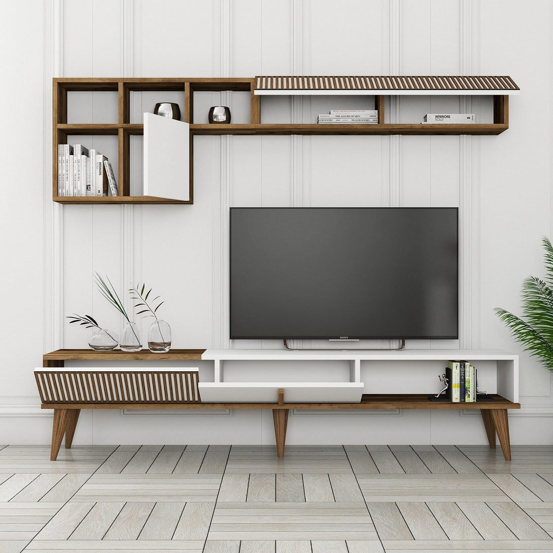 TV ormarić Milan TV - Walnut, White-Vasdom.hr
