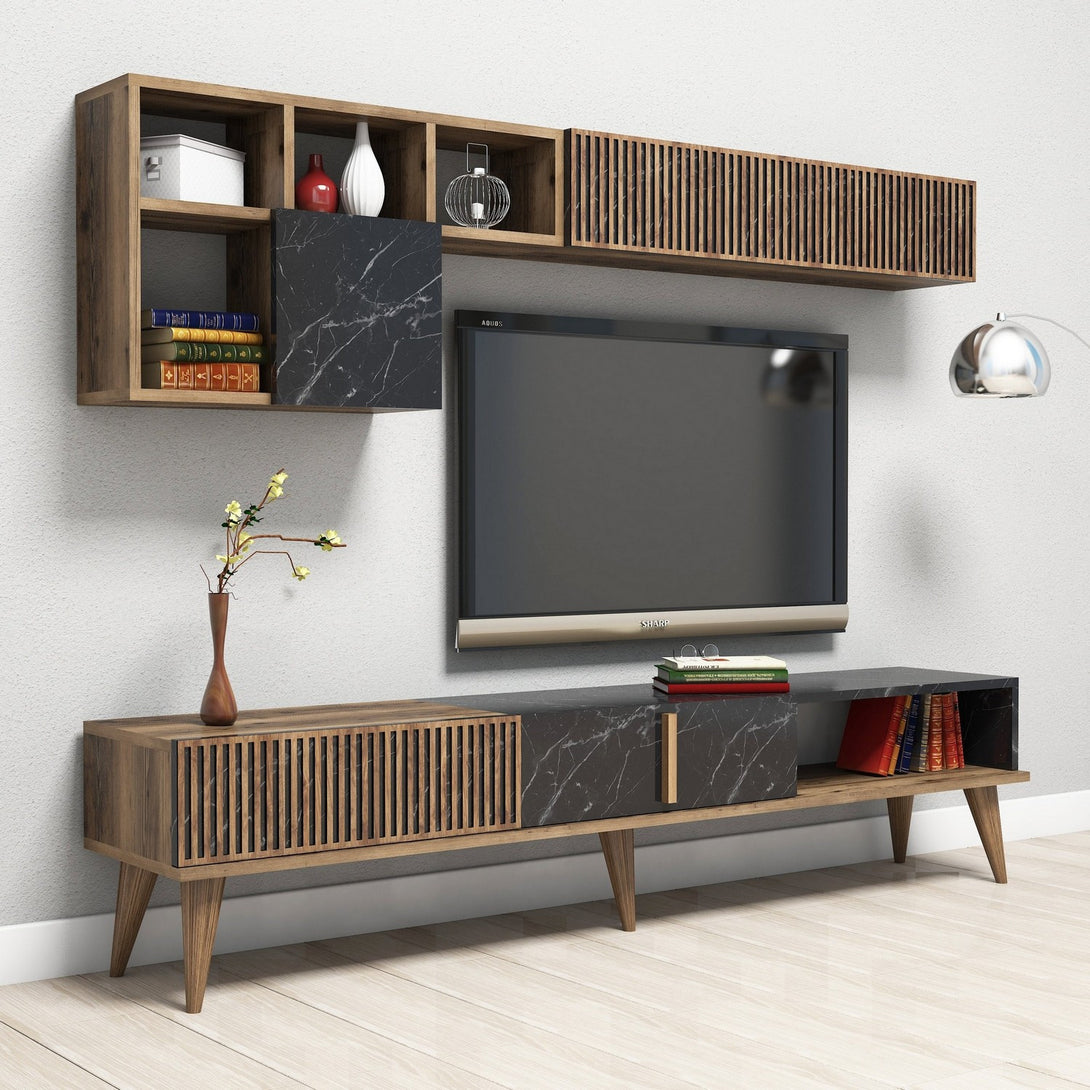 TV ormarić Milan - Walnut, Black-Vasdom.hr